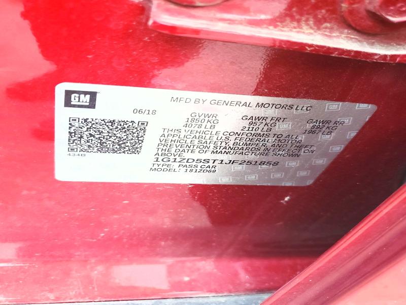 Продаж на аукціоні авто 2018 Chevrolet Malibu, vin: 1G1ZD5ST1JF251858, номер лоту: 62793786