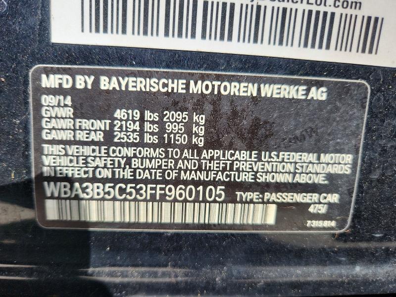 2015 Bmw 328 მანქანა იყიდება აუქციონზე, vin: WBA3B5C53FF960105, აუქციონის ნომერი: 61238316