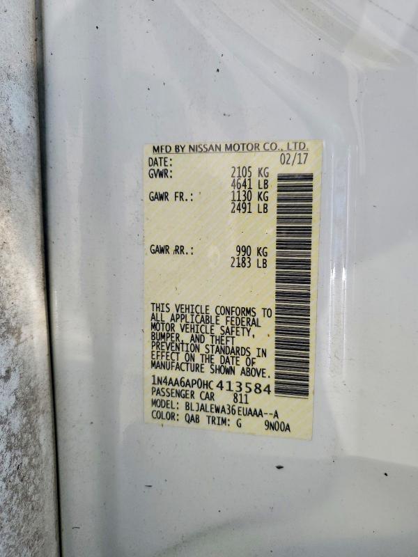 Продажа на аукционе авто 2017 Nissan Maxima, vin: 1N4AA6AP0HC413584, номер лота: 60626596