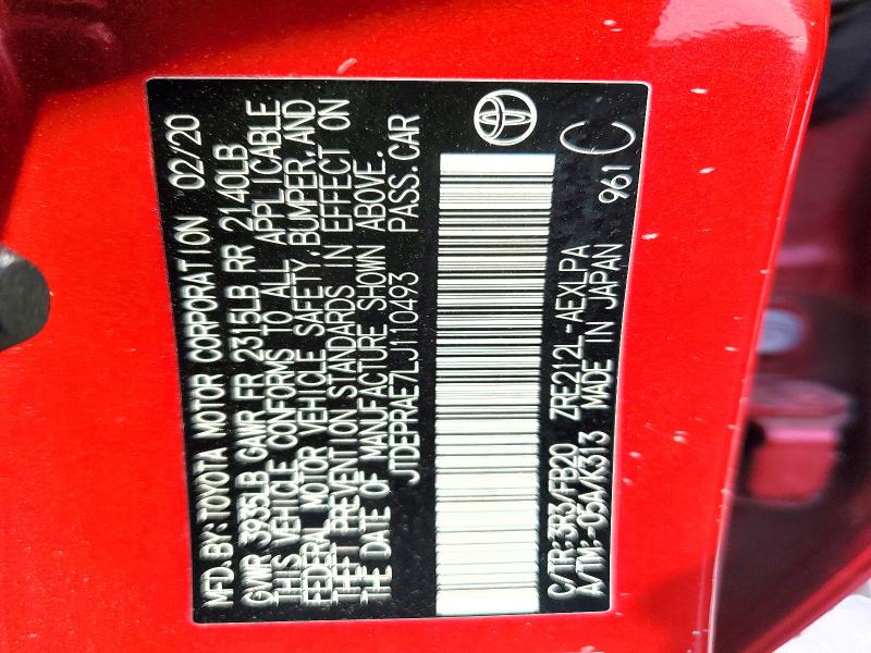 2020 Toyota Corolla მანქანა იყიდება აუქციონზე, vin: JTDEPRAE7LJ110493, აუქციონის ნომერი: 61289706