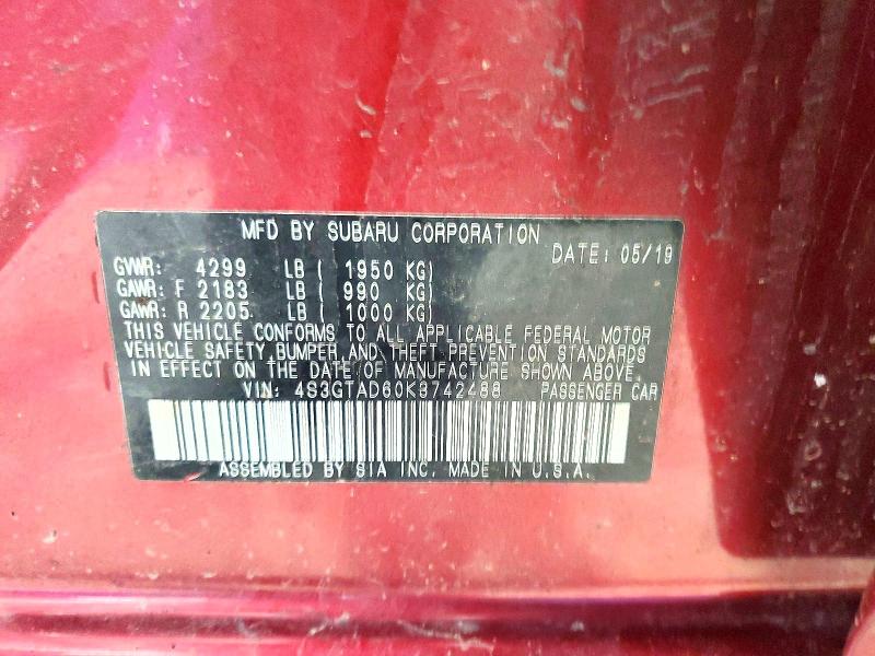 Продажа на аукционе авто 2019 Subaru Impreza, vin: 4S3GTAD60K3742488, номер лота: 60882916