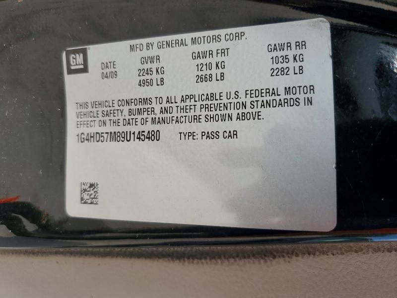 2009 Buick Lucerne მანქანა იყიდება აუქციონზე, vin: 1G4HD57M89U145480, აუქციონის ნომერი: 60419116