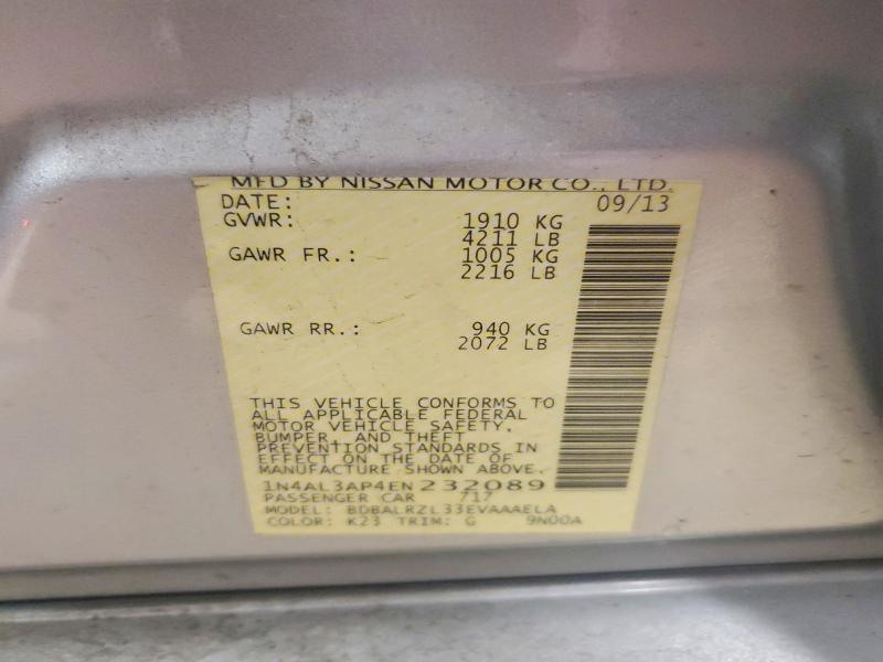 2014 Nissan Altima მანქანა იყიდება აუქციონზე, vin: 1N4AL3AP4EN232089, აუქციონის ნომერი: 59688696