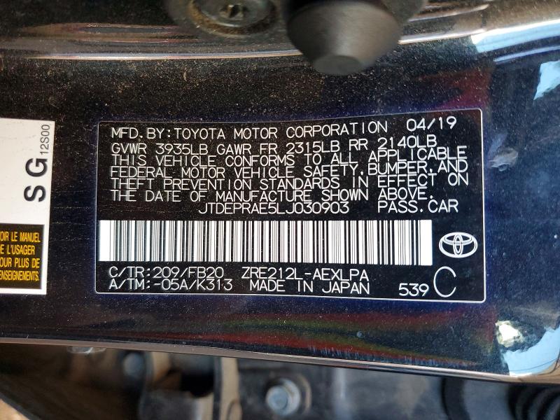 Продаж на аукціоні авто 2020 Toyota Corolla, vin: JTDEPRAE5LJ030903, номер лоту: 62107766