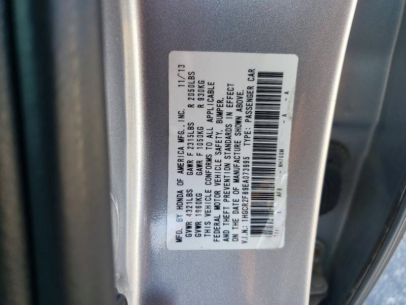 Auction sale of the 2014 Honda Accord, vin: 1HGCR2F89EA073995, lot number: 62809546