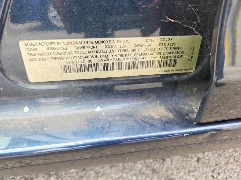 63142116 :رقم المزاد ، 3VWRM71K38M106758 vin ، 2008 Volkswagen Jetta مزاد بيع