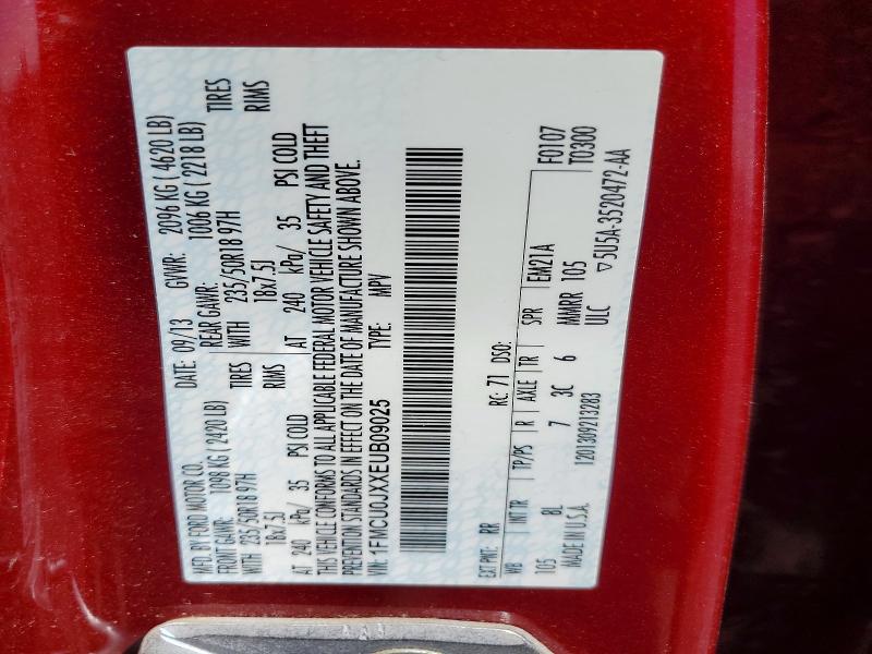 2014 Ford Escape მანქანა იყიდება აუქციონზე, vin: 1FMCU0JXXEUB09025, აუქციონის ნომერი: 63378596