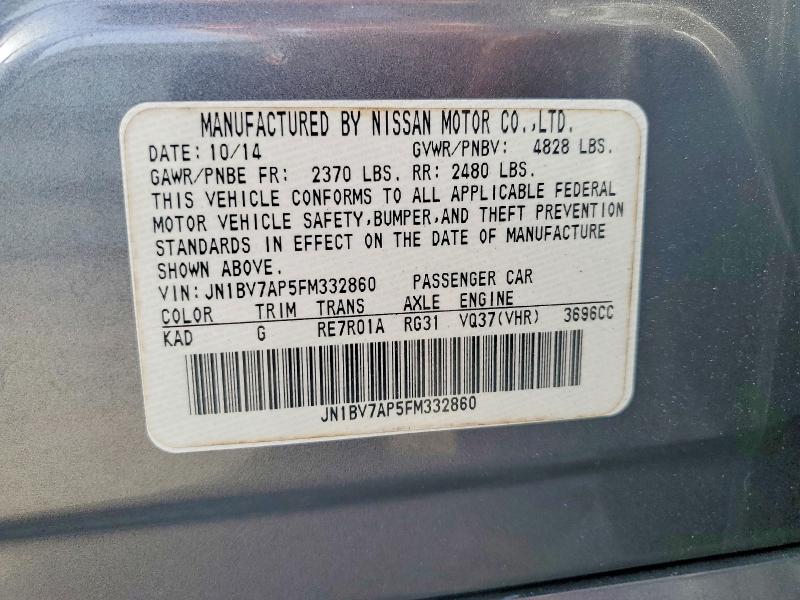 Продаж на аукціоні авто 2015 Infiniti Q50, vin: JN1BV7AP5FM332860, номер лоту: 61362126