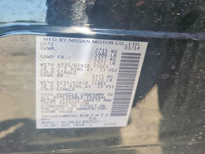 Продаж на аукціоні авто 2014 Nissan Pathfinder, vin: 5N1AR2MM3EC687477, номер лоту: 63386986