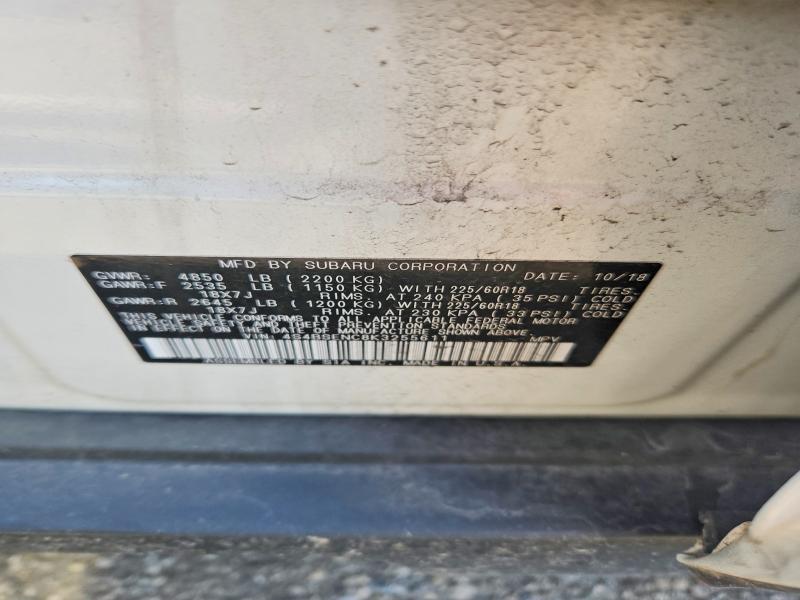 Aukcja sprzedaży 2019 Subaru Outback, vin: 4S4BSENC8K3255611, numer aukcji: 61012996
