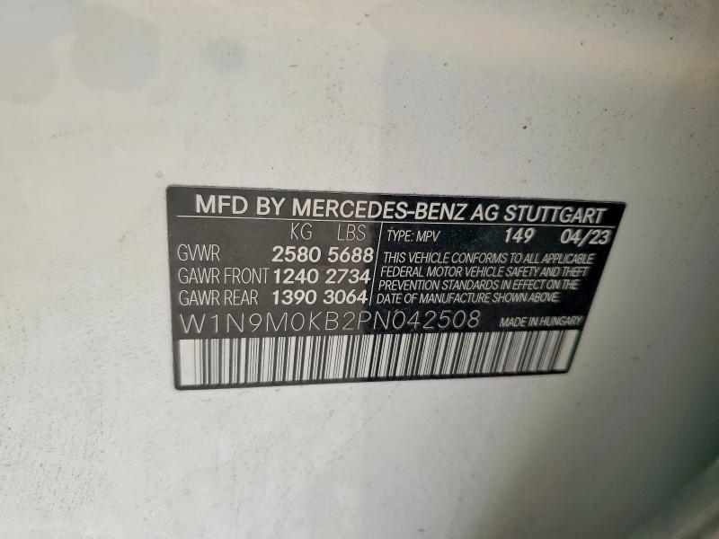 Aukcja sprzedaży 2023 Mercedes-benz Eqb, vin: W1N9M0KB2PN042508, numer aukcji: 62097246