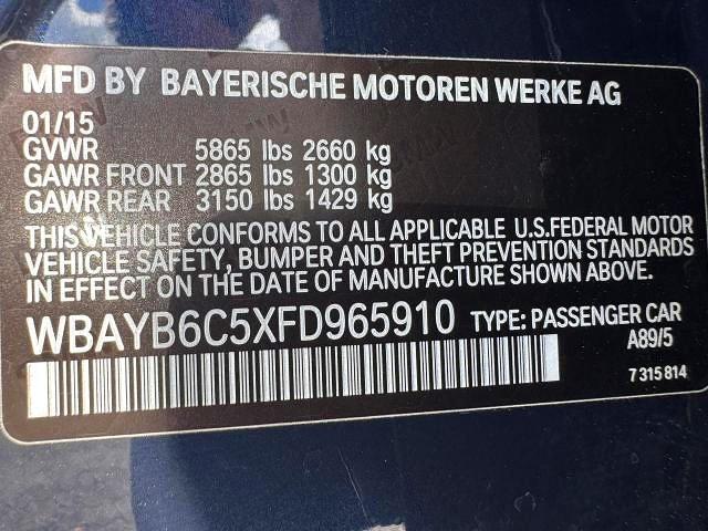 2015 Bmw 750 მანქანა იყიდება აუქციონზე, vin: WBAYB6C5XFD965910, აუქციონის ნომერი: 63611546