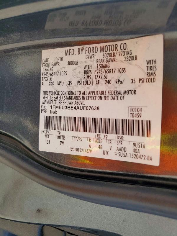 Продажа на аукционе авто 2010 Ford Explorer Sport Trac, vin: 1FMEU3BE4AUF07638, номер лота: 58969096