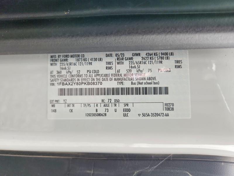 2023 Ford Transit მანქანა იყიდება აუქციონზე, vin: 1FBAX2Y80PKB08370, აუქციონის ნომერი: 60128456