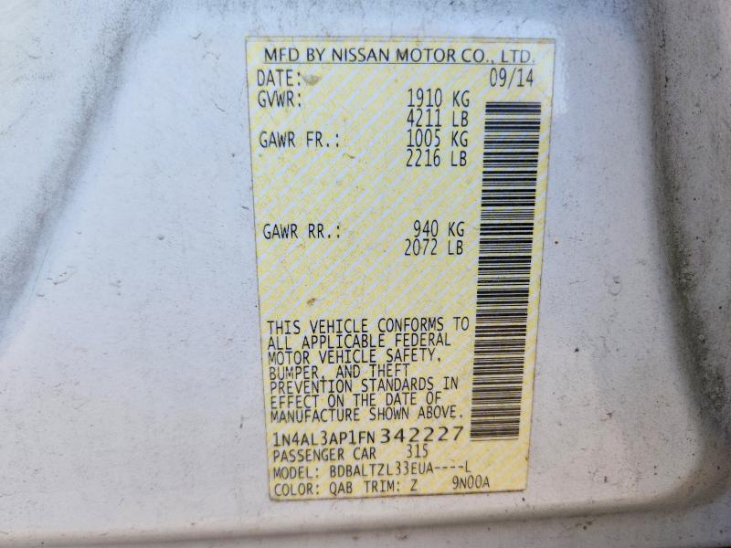 Продаж на аукціоні авто 2015 Nissan Altima, vin: 1N4AL3AP1FN342227, номер лоту: 60384856