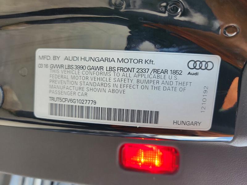 Aukcja sprzedaży 2016 Audi Tt, vin: TRUT5CFV6G1027779, numer aukcji: 57556816