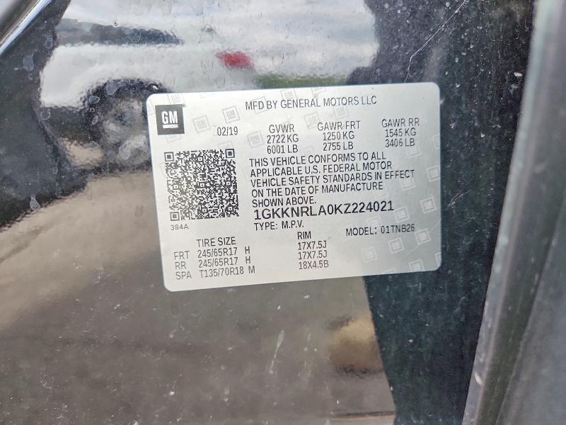 Aukcja sprzedaży 2019 Gmc Acadia, vin: 1GKKNRLA0KZ224021, numer aukcji: 61862276