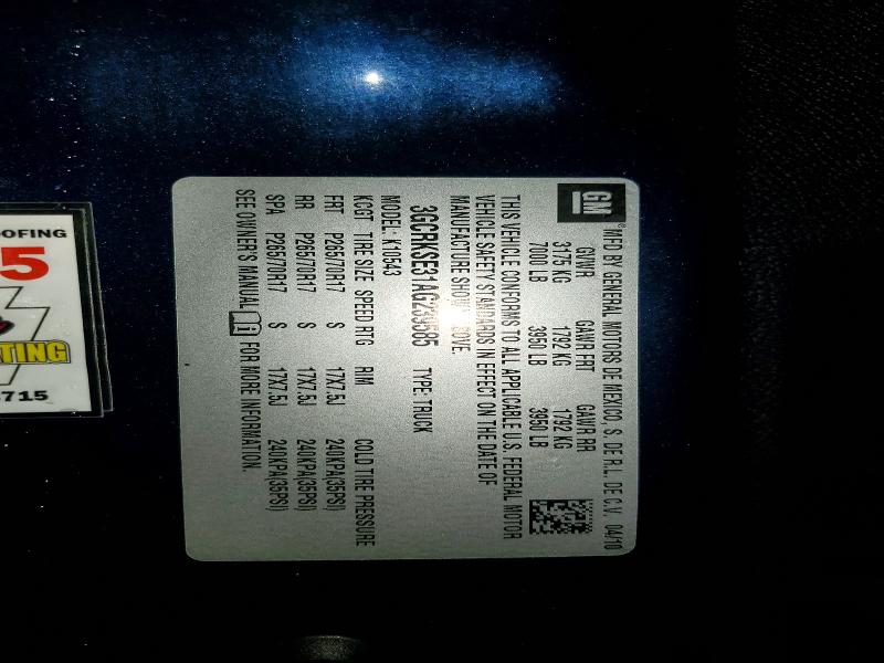 61902696 :رقم المزاد ، 3GCRKSE31AG239585 vin ، 2010 Chevrolet Silverado مزاد بيع