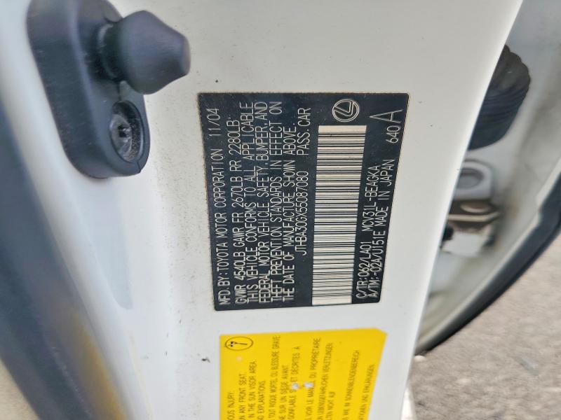 Aukcja sprzedaży 2005 Lexus Es, vin: JTHBA30GX55087080, numer aukcji: 60500566