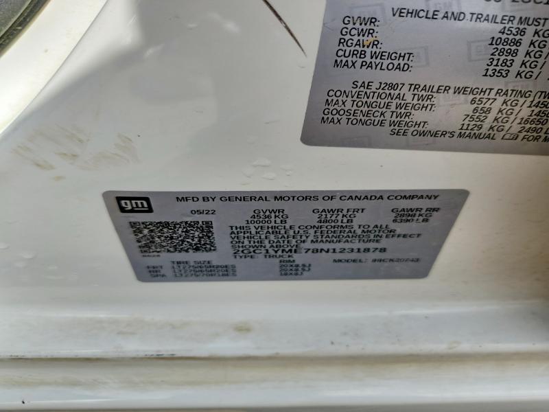 Продажа на аукционе авто 2022 Chevrolet Silverado, vin: 2GC1YME78N1231878, номер лота: 61356786