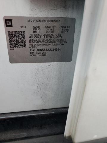2018 Chevrolet Volt მანქანა იყიდება აუქციონზე, vin: 1G1RA6S51JU154994, აუქციონის ნომერი: 60070766