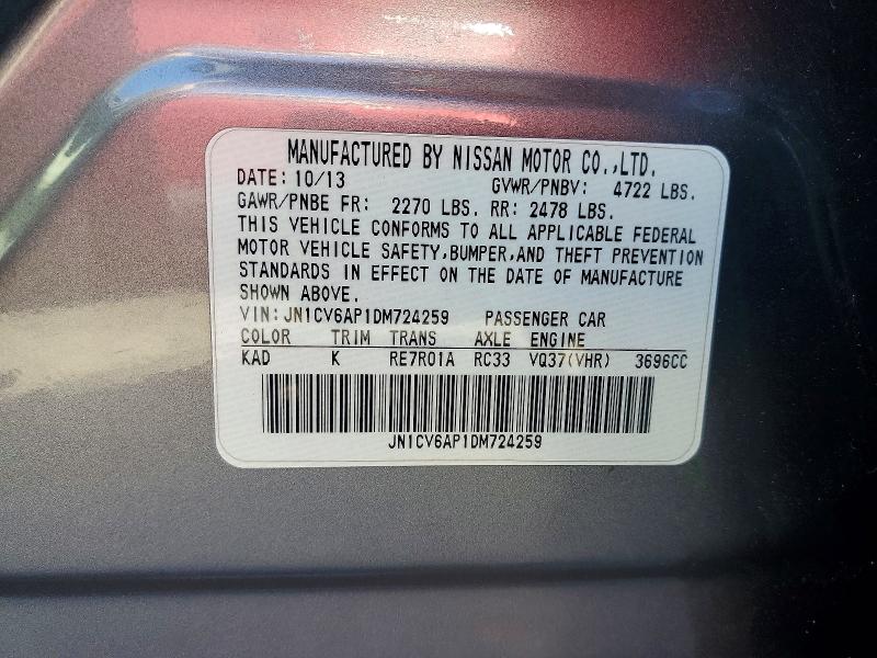 Aukcja sprzedaży 2013 Infiniti G37 Sedan, vin: JN1CV6AP1DM724259, numer aukcji: 63410356