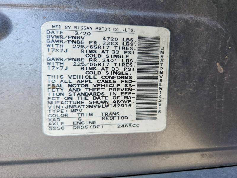 Продажа на аукционе авто 2020 Nissan Rogue, vin: JN8AT2MV9LW142916, номер лота: 60877756