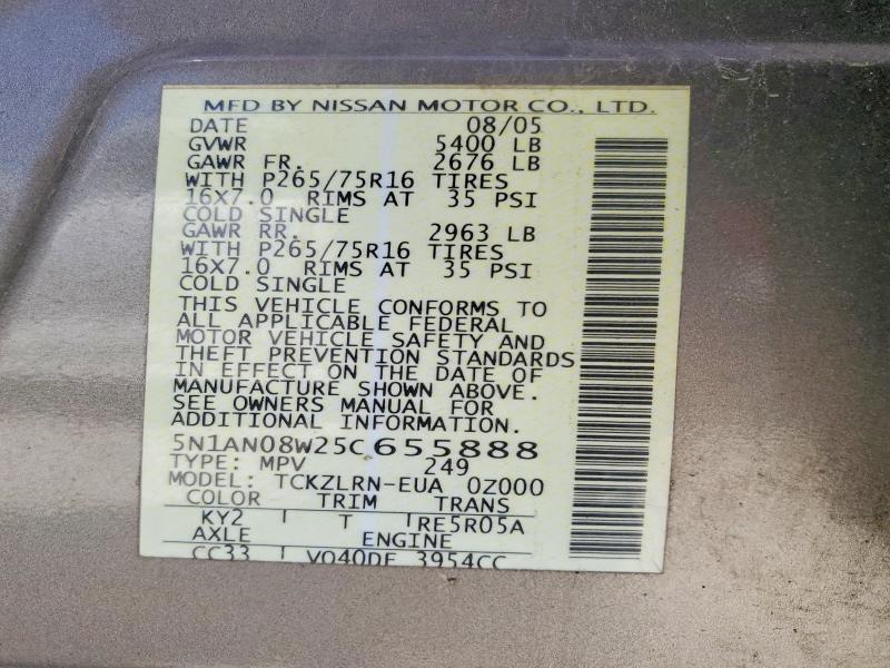 Продажа на аукционе авто 2005 Nissan Xterra, vin: 5N1AN08W25C655888, номер лота: 60461446