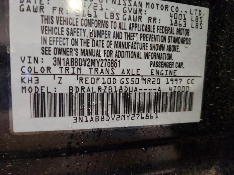 2021 Nissan Sentra მანქანა იყიდება აუქციონზე, vin: 3N1AB8DV2MY276861, აუქციონის ნომერი: 59298316