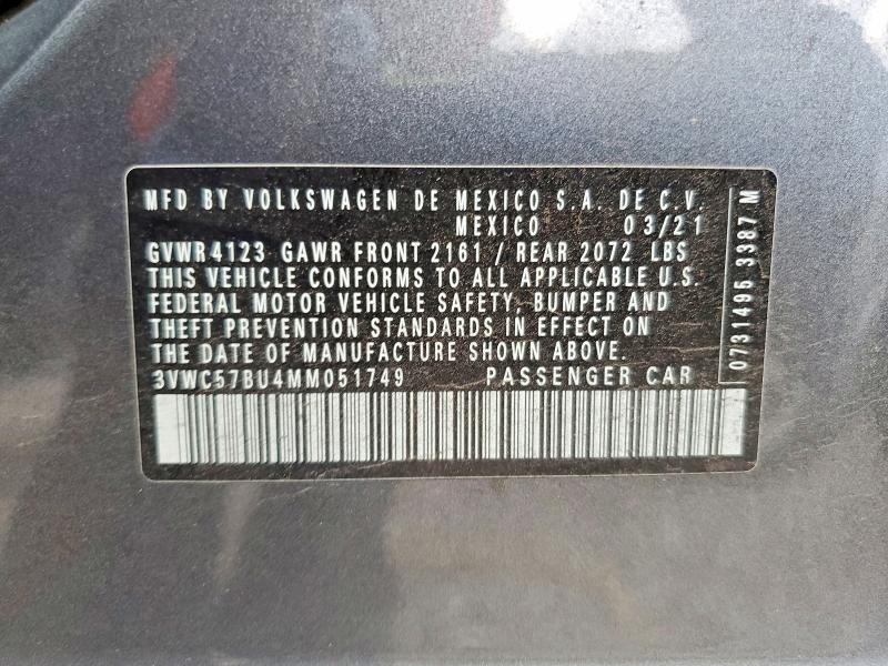 Продаж на аукціоні авто 2021 Volkswagen Jetta, vin: 3VWC57BU4MM051749, номер лоту: 59679526