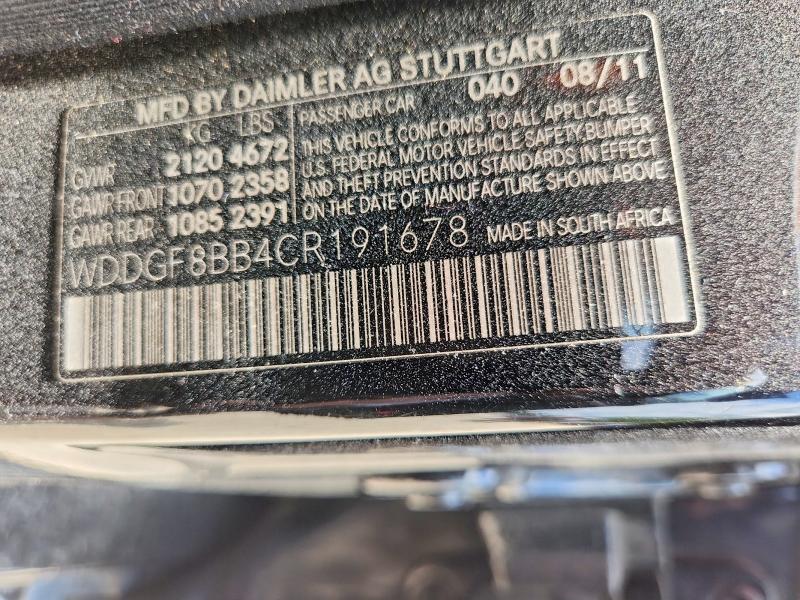 2012 Mercedes-benz C მანქანა იყიდება აუქციონზე, vin: WDDGF8BB4CR191678, აუქციონის ნომერი: 59872496