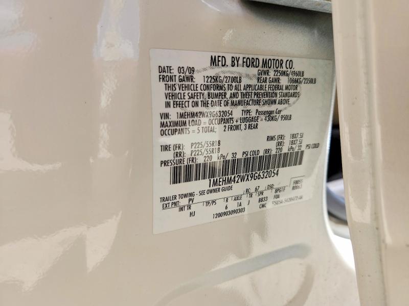 2009 Mercury Sable მანქანა იყიდება აუქციონზე, vin: 1MEHM42WX9G632054, აუქციონის ნომერი: 59686686