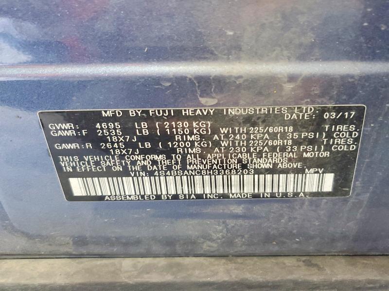Aukcja sprzedaży 2017 Subaru Outback, vin: 4S4BSANC8H3368203, numer aukcji: 60085836