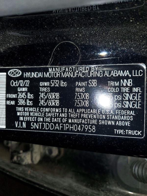 2023 Hyundai Santa Cruz მანქანა იყიდება აუქციონზე, vin: 5NTJDDAF1PH047958, აუქციონის ნომერი: 62764406