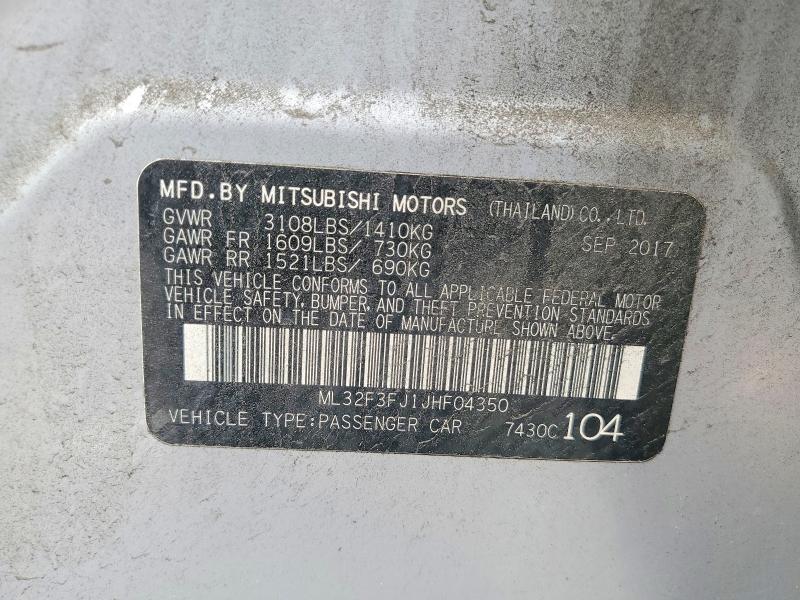 2018 Mitsubishi Mirage მანქანა იყიდება აუქციონზე, vin: ML32F3FJ1JHF04350, აუქციონის ნომერი: 60822776