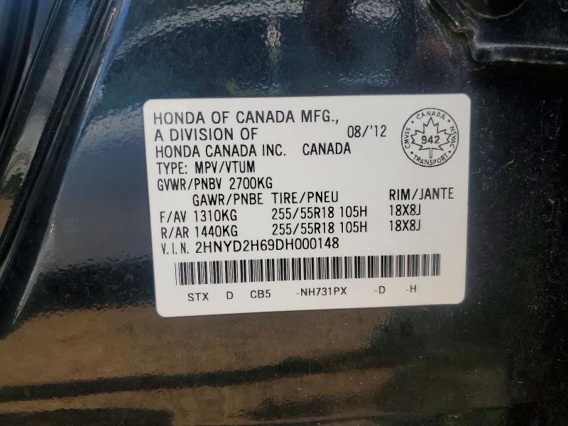 Продаж на аукціоні авто 2013 Acura Mdx, vin: 2HNYD2H69DH000148, номер лоту: 60026556