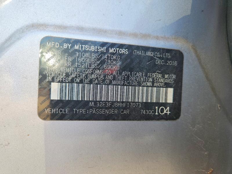 61398336 :رقم المزاد ، ML32F3FJ8HHF17073 vin ، 2017 Mitsubishi Mirage مزاد بيع