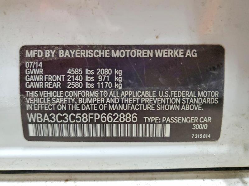 Aukcja sprzedaży 2015 Bmw 320, vin: WBA3C3C58FP662886, numer aukcji: 62178556