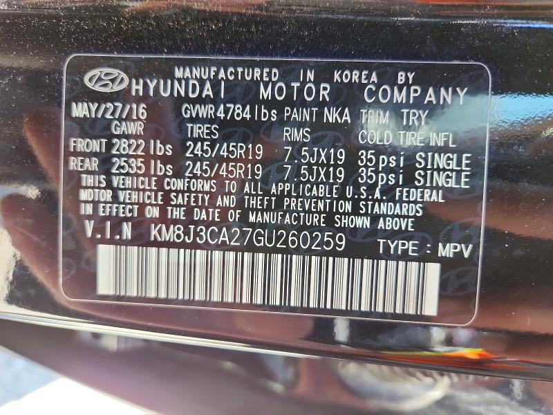 Продаж на аукціоні авто 2016 Hyundai Tucson, vin: KM8J3CA27GU260259, номер лоту: 62412916