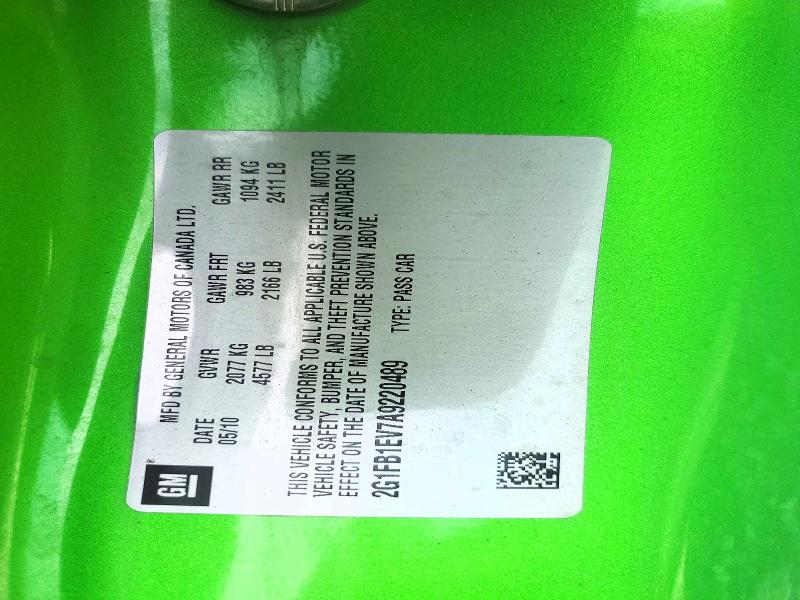 62488106 :رقم المزاد ، 2G1FB1EV7A9220489 vin ، 2010 Chevrolet Camaro مزاد بيع