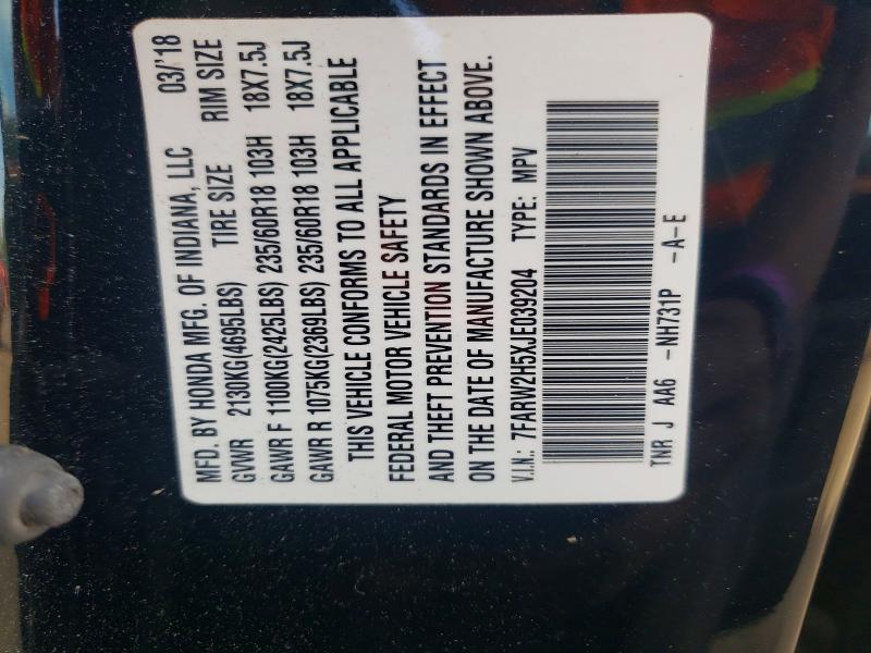 61704786 :رقم المزاد ، 7FARW2H5XJE039204 vin ، 2018 Honda Cr-v مزاد بيع