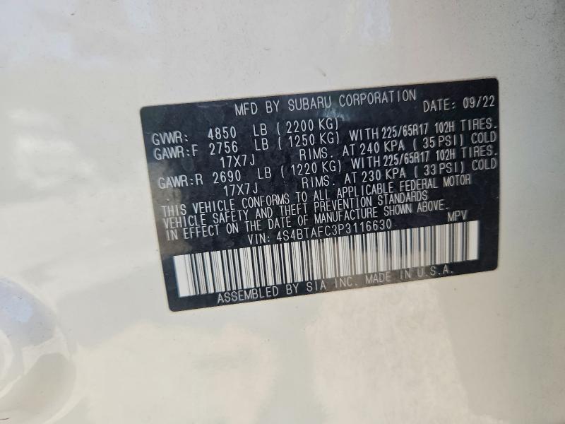 Продаж на аукціоні авто 2023 Subaru Outback, vin: 4S4BTAFC3P3116630, номер лоту: 61196256