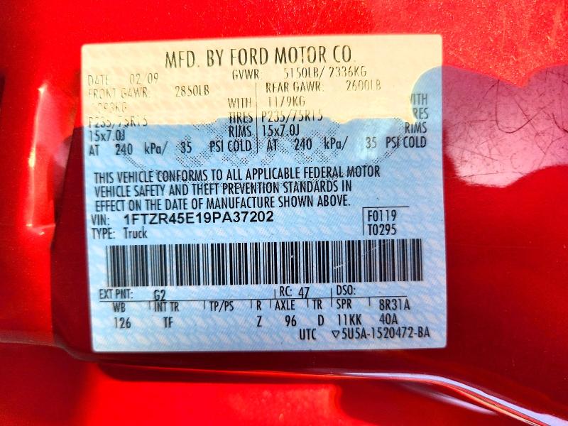 Продаж на аукціоні авто 2009 Ford Ranger, vin: 1FTZR45E19PA37202, номер лоту: 63295706