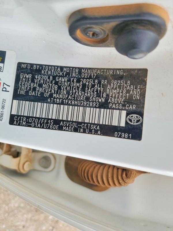 Aukcja sprzedaży 2017 Toyota Camry, vin: 4T1BF1FK8HU392893, numer aukcji: 61557086