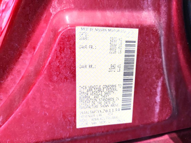 2014 Nissan Altima მანქანა იყიდება აუქციონზე, vin: 1N4AL3AP7EN261134, აუქციონის ნომერი: 60502496