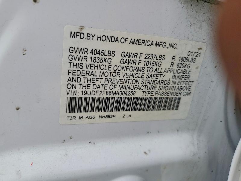 61948686 :رقم المزاد ، 19UDE2F86MA004258 vin ، 2021 Acura Ilx مزاد بيع