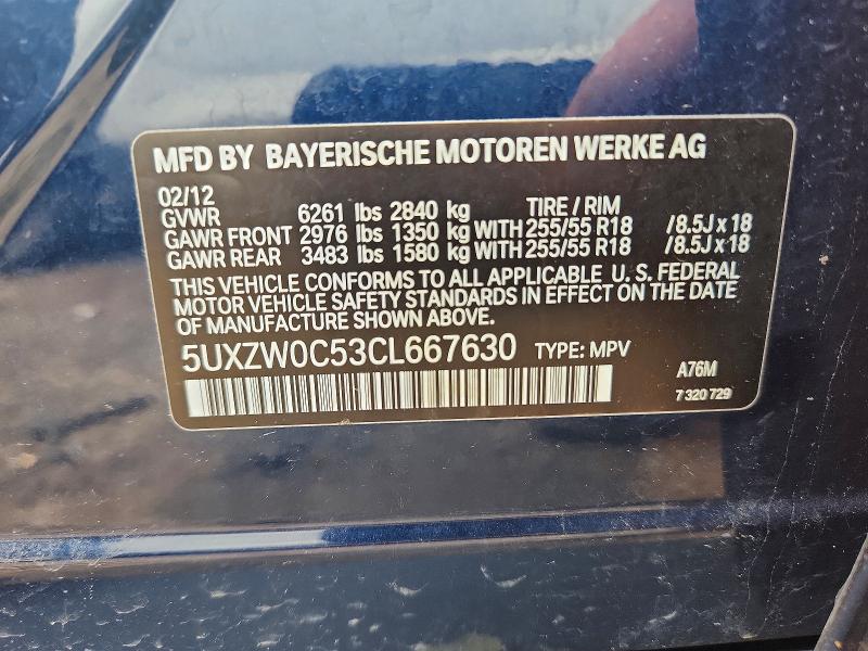 60887766 :رقم المزاد ، 5UXZW0C53CL667630 vin ، 2012 Bmw X5 مزاد بيع