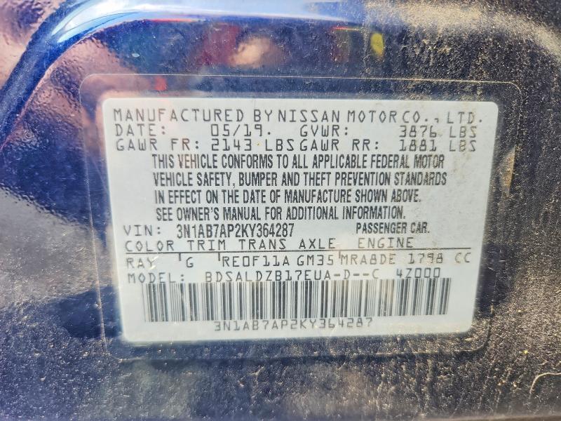 Aukcja sprzedaży 2019 Nissan Sentra, vin: 3N1AB7AP2KY364287, numer aukcji: 49126076