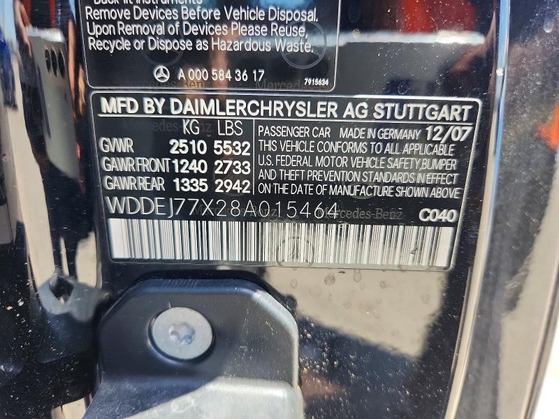 59824676 :رقم المزاد ، WDDEJ77X28A015464 vin ، 2008 Mercedes-benz Cl مزاد بيع
