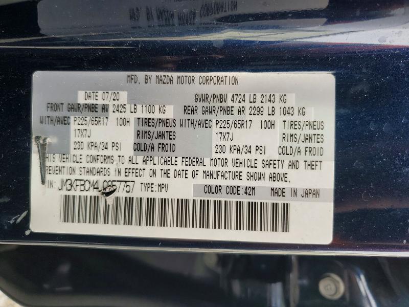 62003426 :رقم المزاد ، JM3KFBCM4L0857757 vin ، 2020 Mazda Cx-5 مزاد بيع